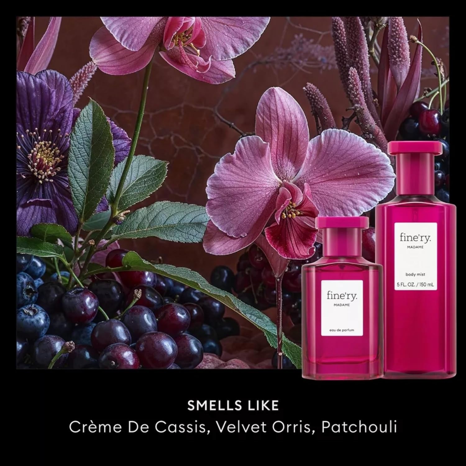 Fruity Floral Eau De Parfum – Madame Long-Lasting Perfume for Women | Crème De Cassis, Velvet Orris, Patchouli​ | Elegant, Gourmand Scent | Long-Lasting, Gift for Her (60Ml)